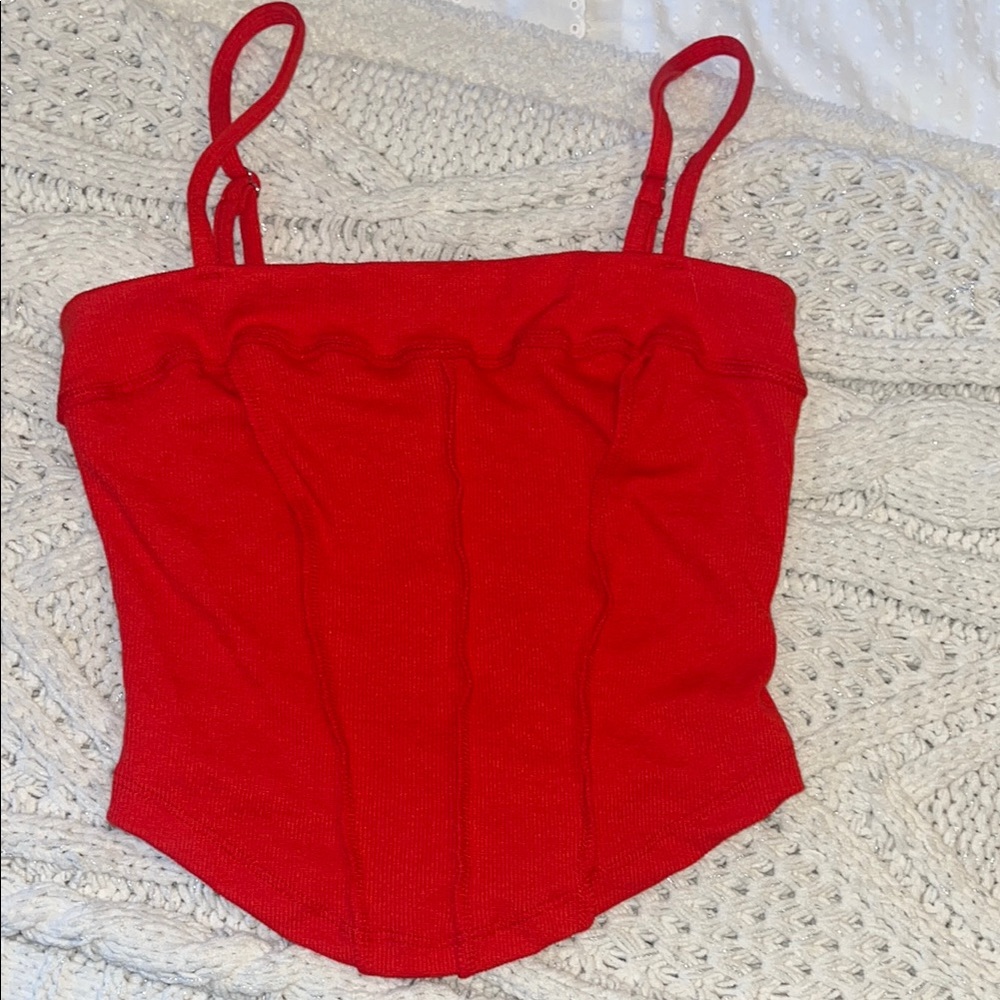 Red Strapless Top